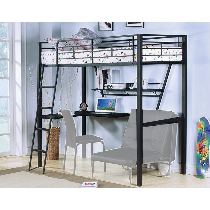 Senon Loft Bed & Desk in Black