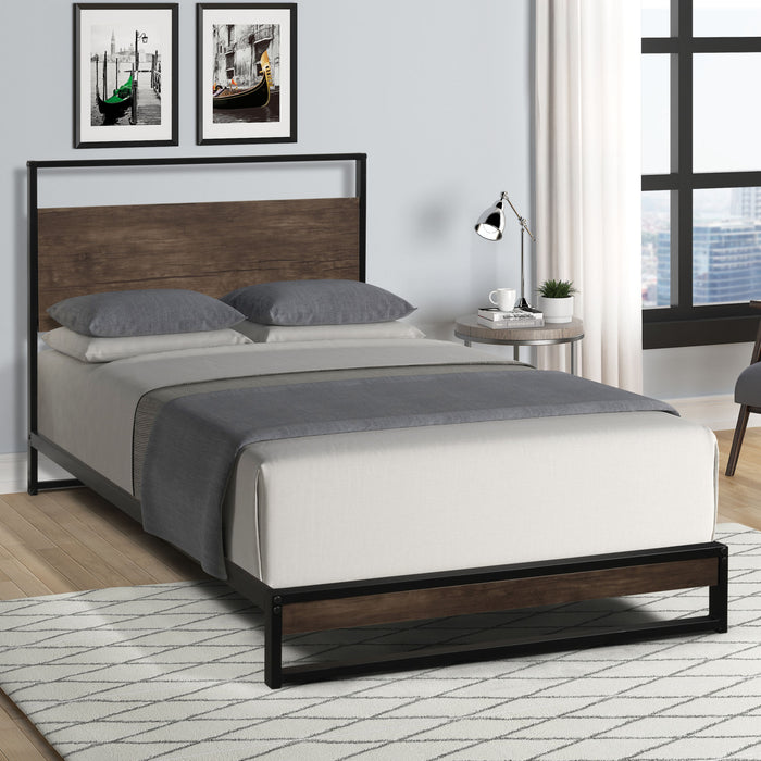 Twin metal bed frame with wood slats