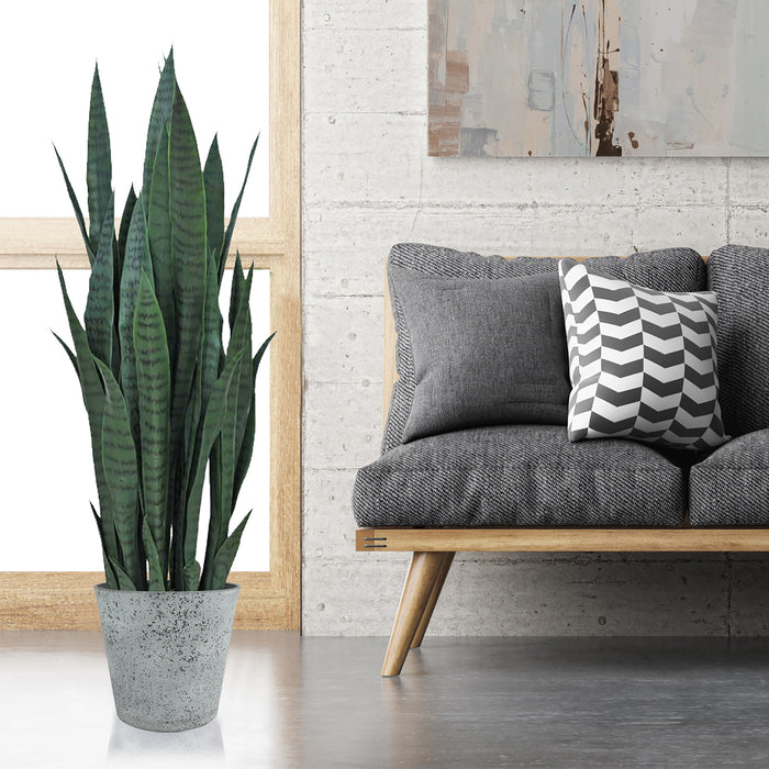 2 Pcs 10" Round Plant Pots with Drainage Holes, Cement Gray