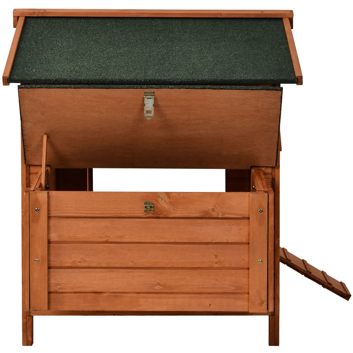 Wood Chicken Coop for 2-3 Chickens, Small Animal Cage Bunny Hutch with Removable Tray and Ramp (Natural,53inch)