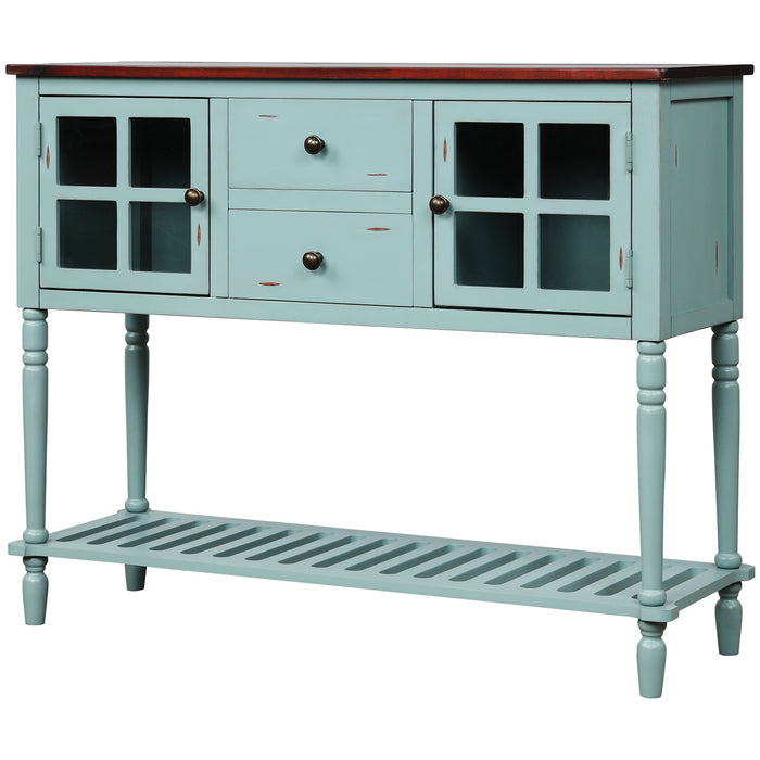 Farmhouse Wood Sideboard Console Table with Bottom Shelf