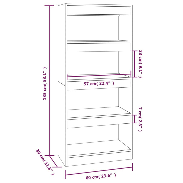 Book Cabinet/Room Divider Sonoma Oak 23.6"x11.8"x53.1" Engineered Wood