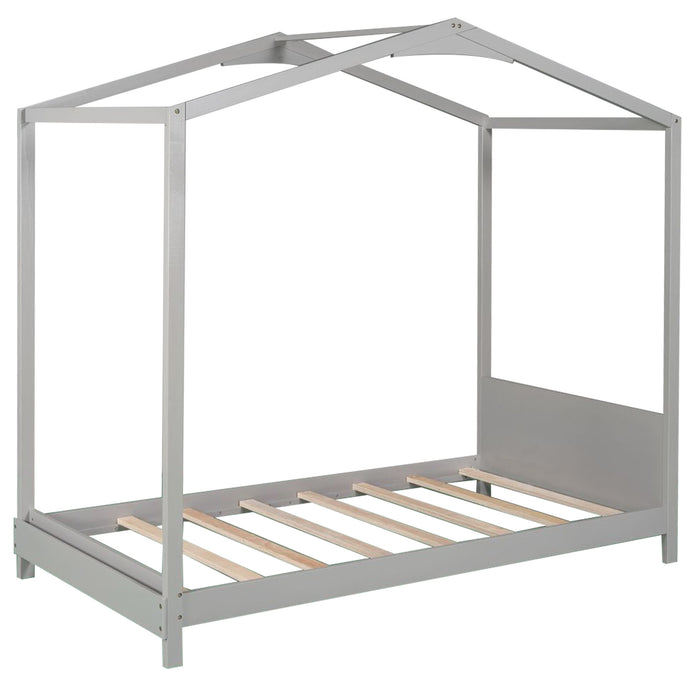 Twin Size House Platform Bed with Headboard