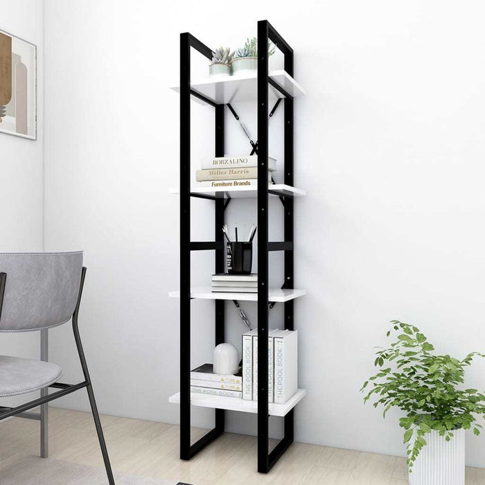 4-Tier Book Cabinet White 15.7"x11.8"x55.1" Chipboard
