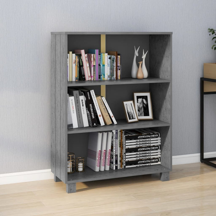 Book Cabinet Dark Gray 33.5"x13.8"x13.8" Solid Wood Pine