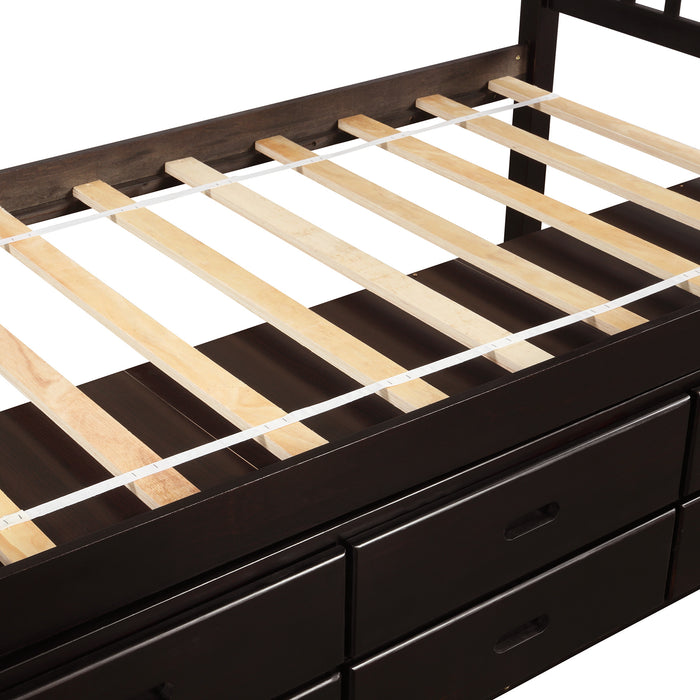 Samson Twin Size Platform Storage Bed Solid Wood Bed with 6 Drawers