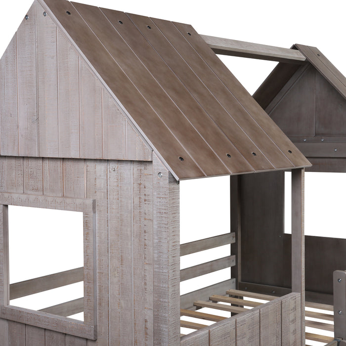 MyRoom Twin Size Low Loft Wood House Bed