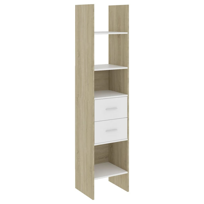 4 Piece Book Cabinet Set White and Sonoma Oak Chipboard
