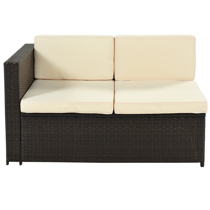 9 Piece Rattan Sectional Seating Group with Cushions and Ottoman, Patio Furniture Sets, Outdoor Wicker Sectional