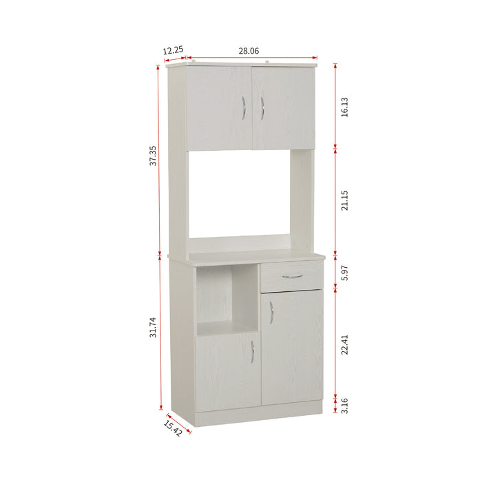 Modern Kitchen Pantry with Buffet Cabinet, 4 door & 1 drawer, Cupboard Doors and Shelves