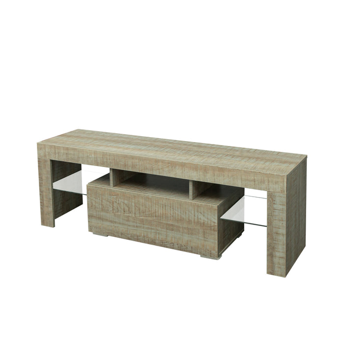TV Stand with LED RGB Lights,Flat Screen TV Cabinet, Gaming Consoles - in Lounge Room, Living Room and Bedroom, GREY OAK