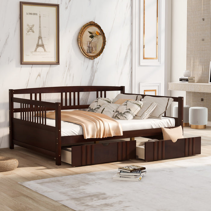 Gracies Classic Full Size Daybed Wood Bed with Two Drawers