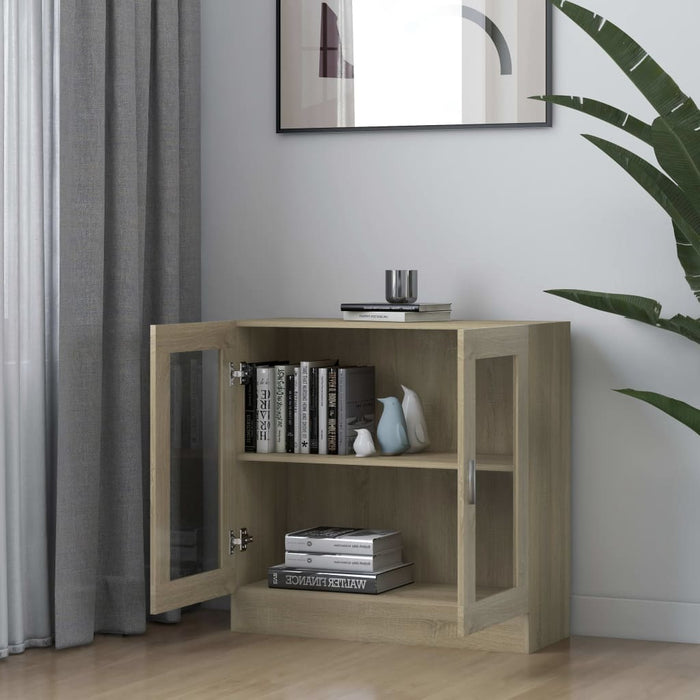 Vitrine Cabinet Sonoma Oak 32.5"x12"x31.5" Chipboard