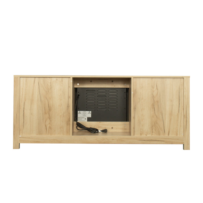 Farmhouse TV Stand, Fireplace TV Stand, Wood Entertainment Center Media Console with Storage,OAK