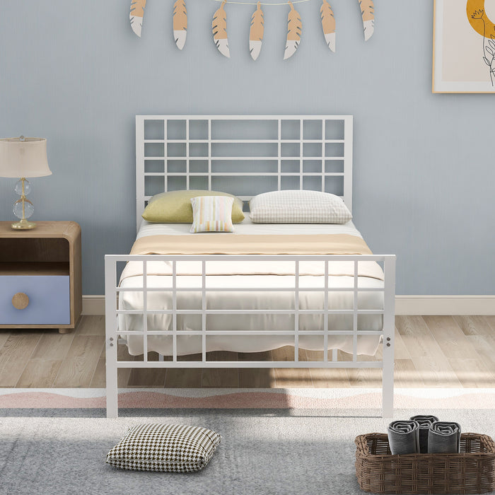 Twin Size Metal Bed Frame Headboard and Footboard Single Platform Mattress Base