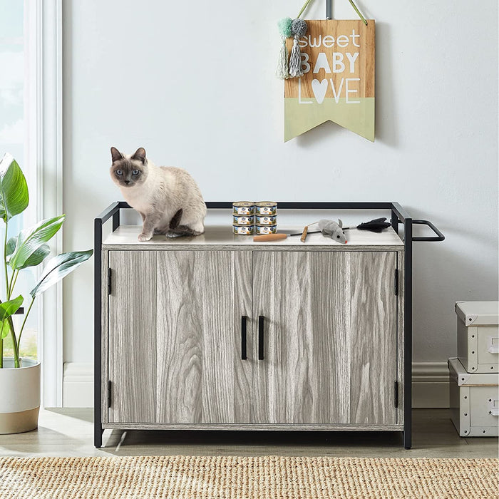 GOOD & GRACIOUS Hidden Cat Litter Box Furniture with Ventilation and Bench Seat