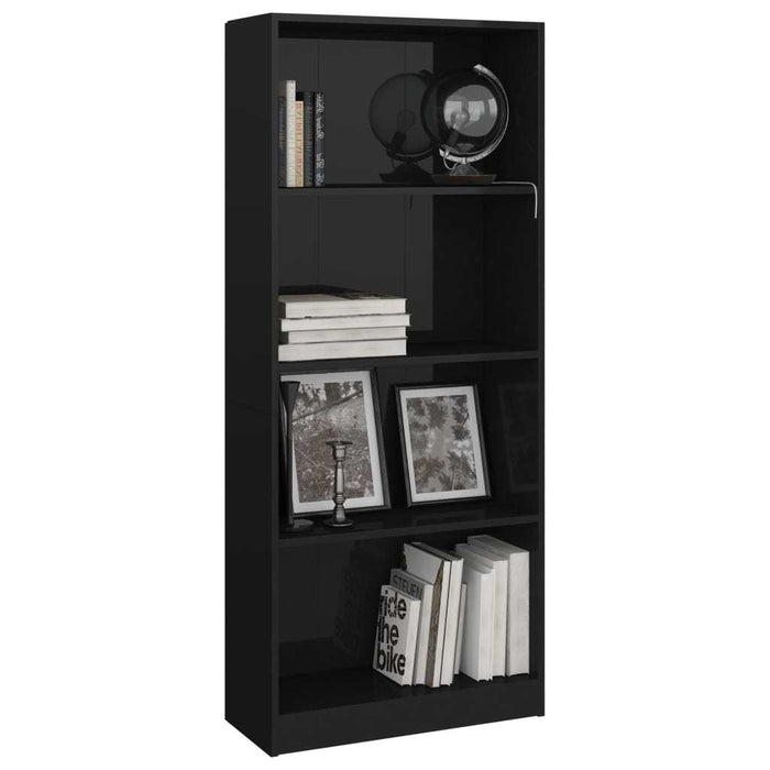 4-Tier Book Cabinet High Gloss Black 23.6"x9.4"x55.9"