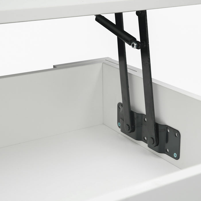 Coffee Table with Hidden Compartment and Storage Shelf, Rising Tabletop for Living Room Reception Room