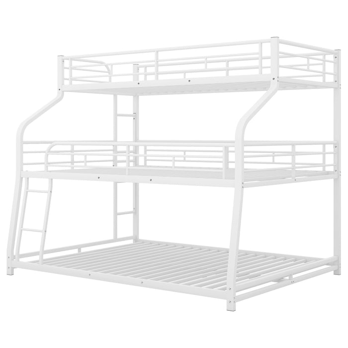 Simple Durable Bunk Bed with Long and Short Ladder and Guardrails