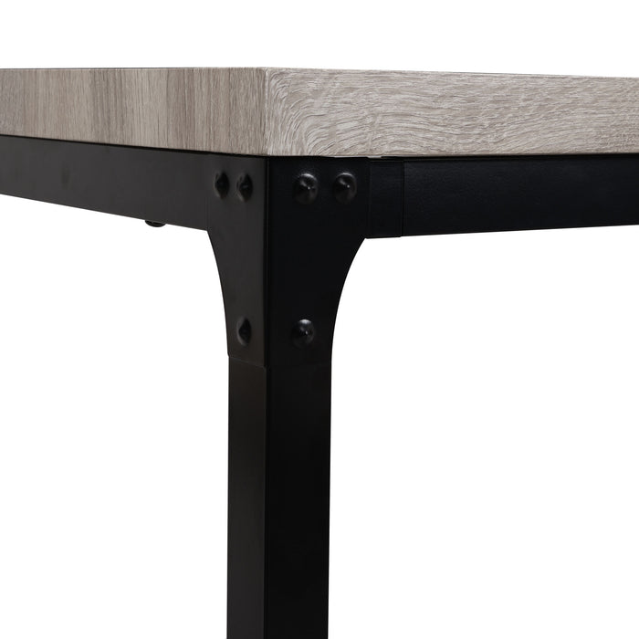DunaWest 36 Inch 5 Piece Counter Height Dining Table and Stool Set;  Square Wood Top;  Iron Frame;  Gray;  Black