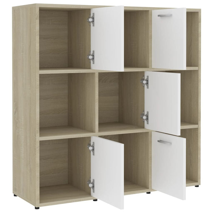 Book Cabinet White and Sonoma Oak 35.4"x11.8"x35.4" Chipboard