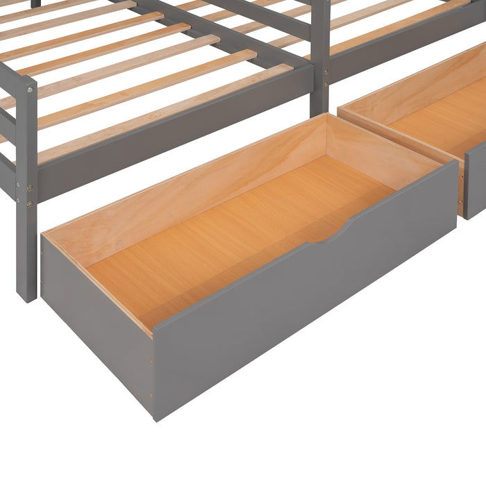 New Space Twin Twin House Bed with 2 Drawers White