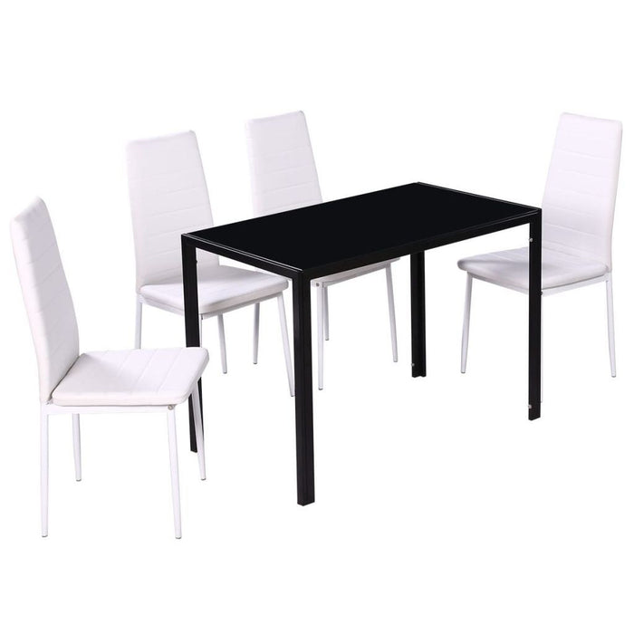 Five Piece Dining Table and Chair Set Black and White
