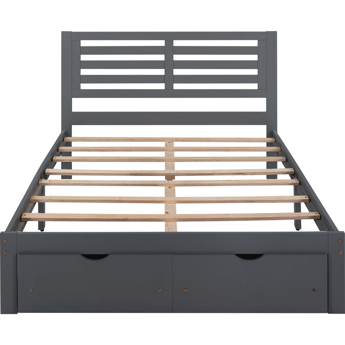 Full Size Platform Bed with Drawers, Gray