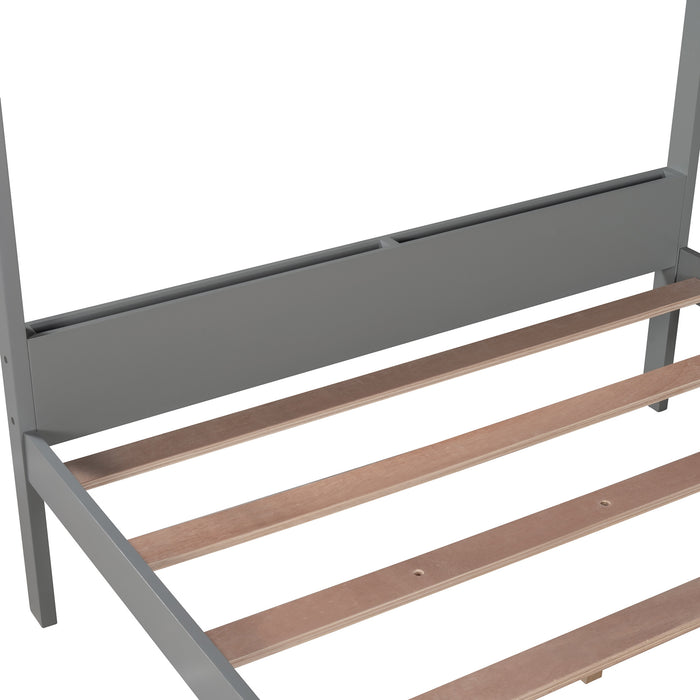 MyRoomz Full Size Wood House Bed with Storage Space