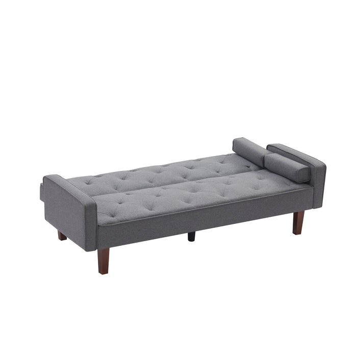 Grey sofa bed with square pillow