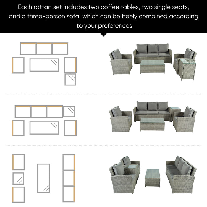 5-Piece Classic Rattan Sectional Seating Group Set