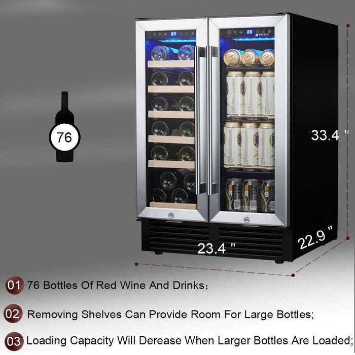 19 Bottle 57 Can Wine Cooler Refrigerator - Dual Zone Built-in