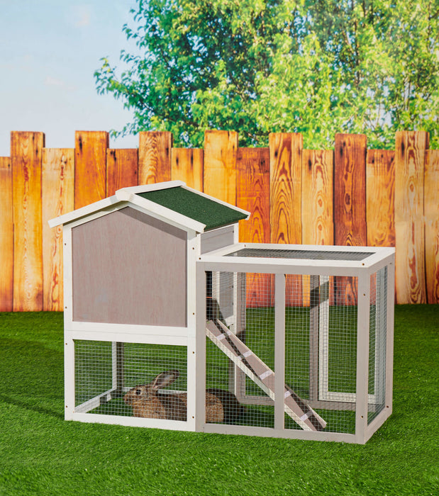 48 in. Large Chicken Coop Wooden Rabbit Hutch Gray