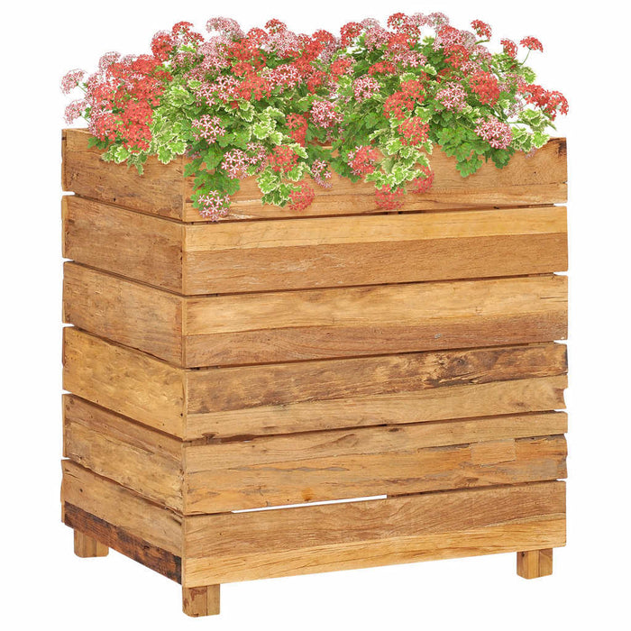 Raised Bed 19.7"x15.7"x21.7" Recycled Teak and Steel