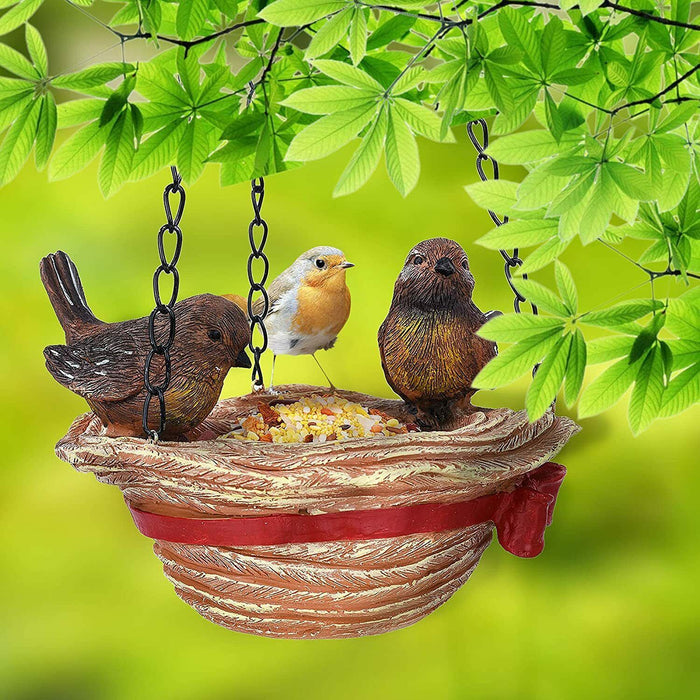Hanging Tray Hat Shape Statue Wild BirdTree Decor Bird Feeder