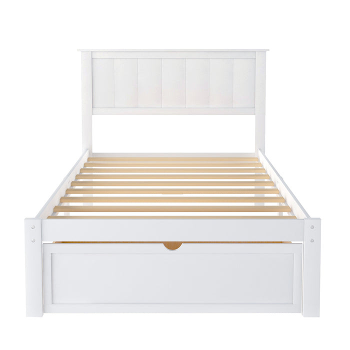 Twin Size Platform Bed with Under-bed Drawer, White RT