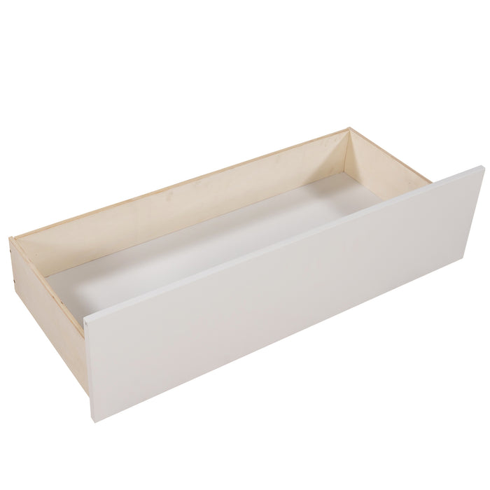 L-shaped Platform Bed with Trundle and Drawers Linked with built-in Flip Square Table,Twin