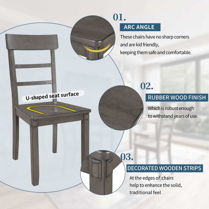 5-piece Kitchen Dining Table Set Wood Table and Chairs Set for Dining Room (Gray)