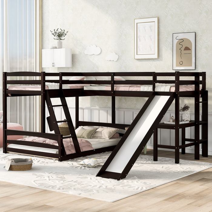MyRoom Twin over Full Bunk Bed with Twin Size Loft Bed Slide