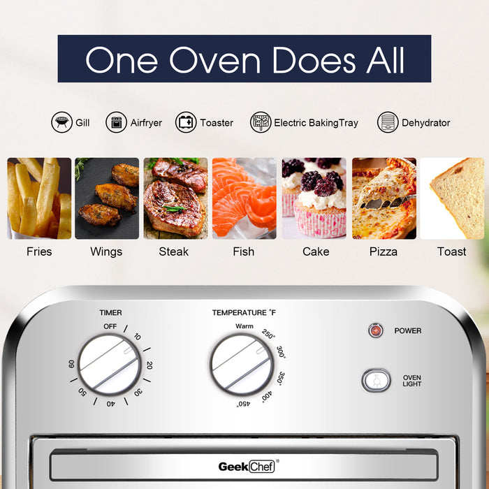 Geek Chef Air Fryer Toaster Oven, 4 Slice Convection Airfryer Countertop Oven,Reheat, Fry Oil-Free, Stainless Steel  XH