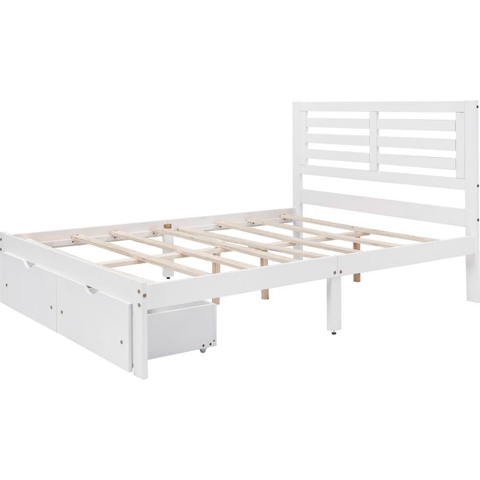 Full Size Platform Bed with Drawers, Gray
