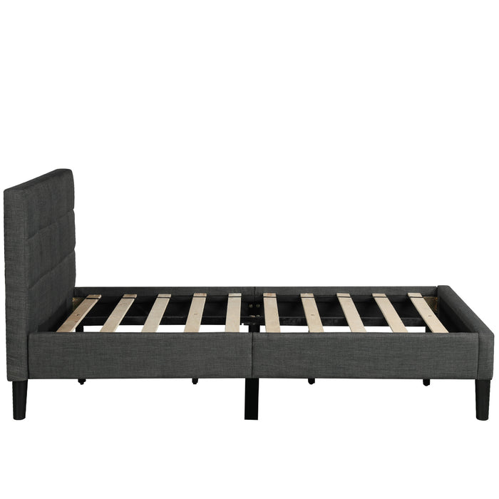 Upholstered Diamond Stitched Platform Bed (Twin, Gray) RT
