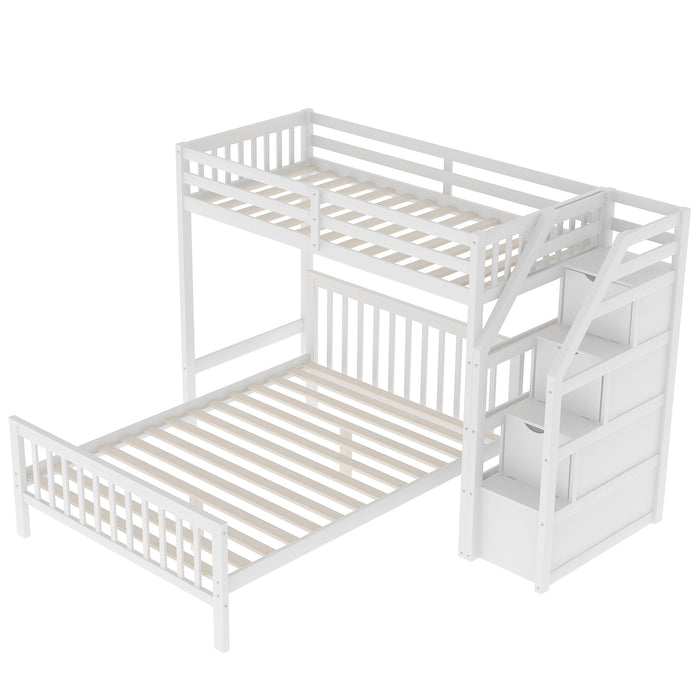 Sleep Crafters Gregorys Twin over Full Loft Bed with Staircase
