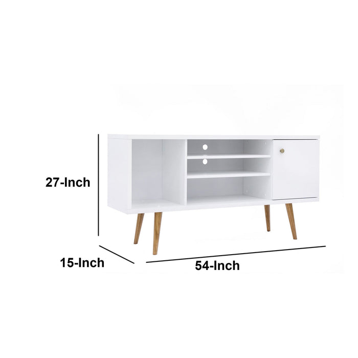 DunaWest Wooden Entertainment TV Stand with Open Compartments, White and Brown