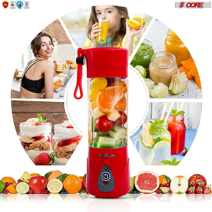 Portable Blender Personal Size Blender USB 4000 mAh Rechargeable with 6 Blades Smoothies,380ML Juicer Cup 5 Core PB 01
