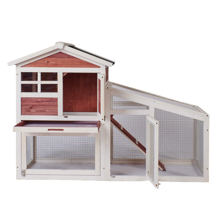 Rabbit Hutch Indoor Outdoor, Wooden Chicken Coop, Bunny Cage Hen House with Run
