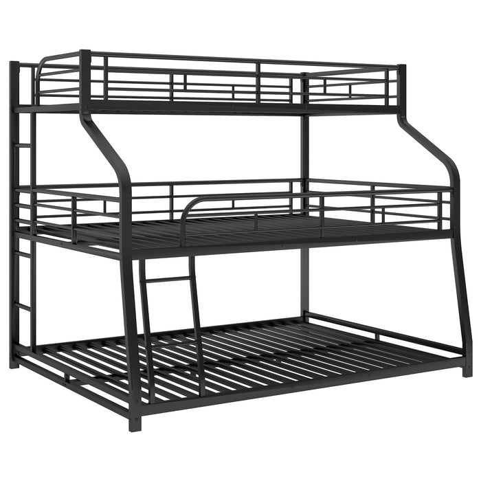 Simple Durable Bunk Bed with Long and Short Ladder and Guardrails