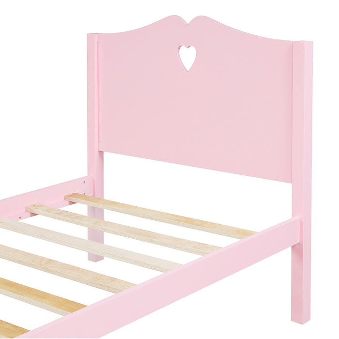 Twin Size Wood Platform Bed with Headboard,Footboard and Wood Slat Support