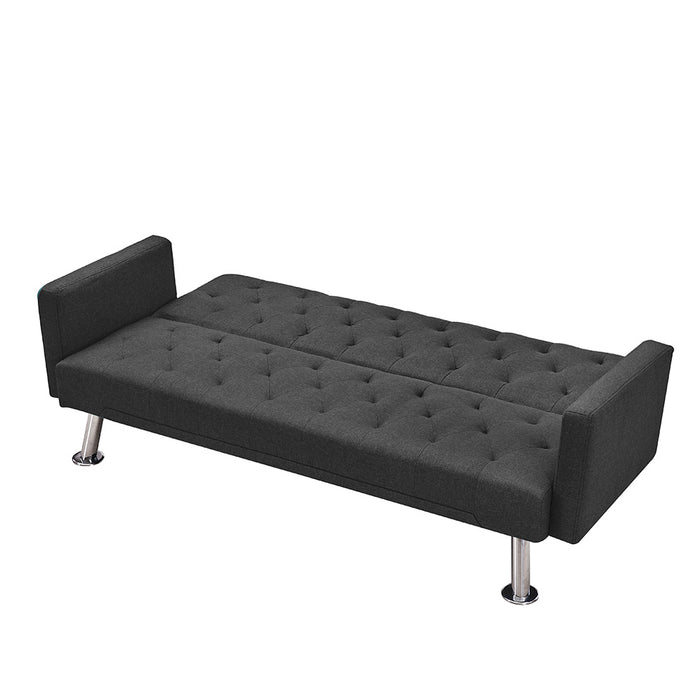 Modern Convertible Folding Futon Sofa Bed , Grey Fabric Sleeper Sofa Couch for Compact Living Space.
