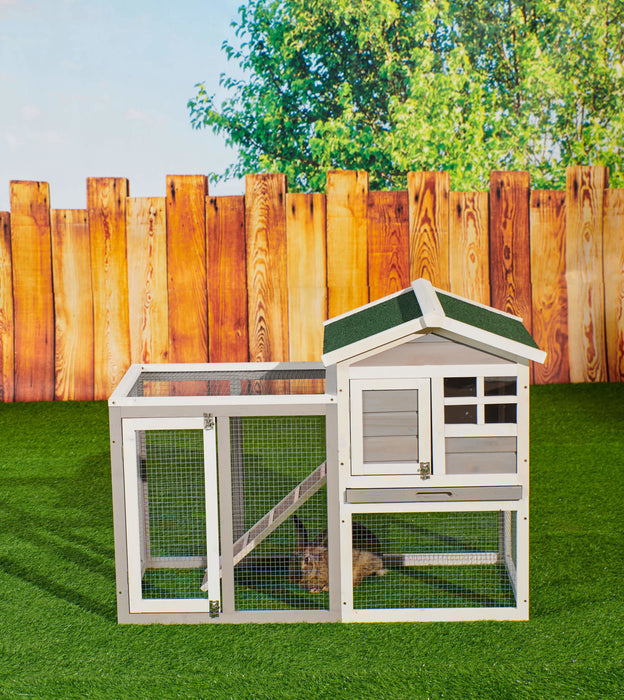 48 in. Large Chicken Coop Wooden Rabbit Hutch Gray